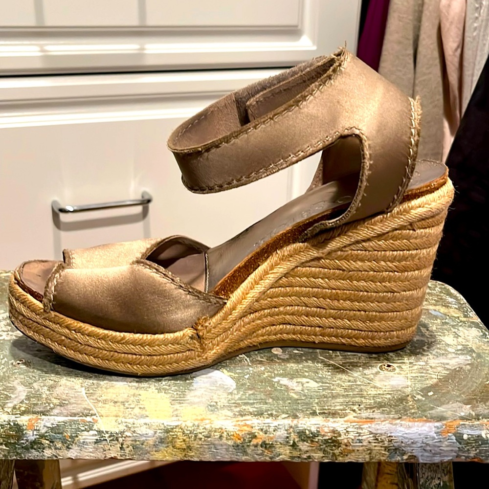Pedro Garcia gold satin espadrilles size 38.5